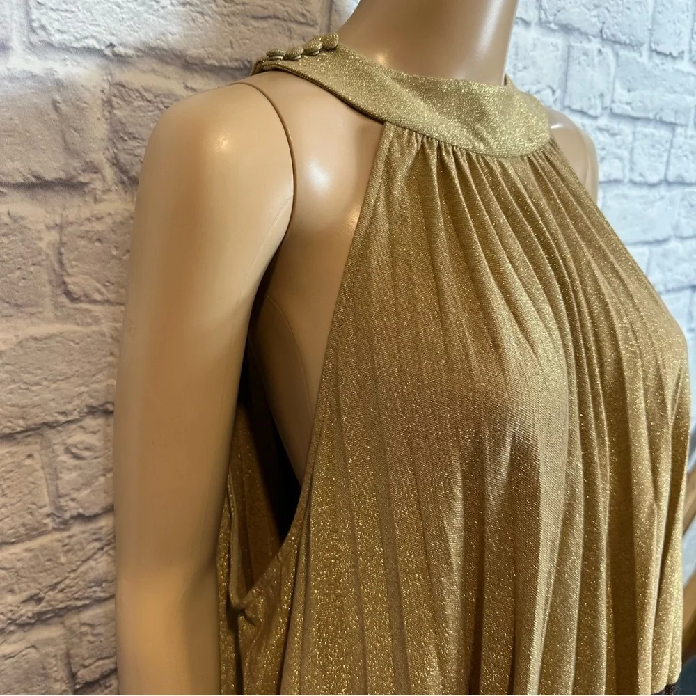 Free People Metallic Shimmer Pleated Mini Love Dress